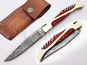Cuchillo Plegable Multifuncional de Acero de Damasco Hecho a Mano Laguiole (SMF16) - Disponible OEM, Garantía de 3 Años - Product Image 3