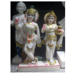 Décoration En Marbre Blanc Radha Krishna Idoles - Product Image 1