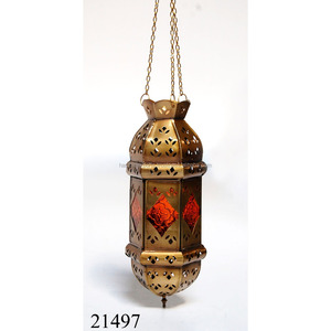 โลหะโมร็อกโกแขวนโคมไฟทองเหลืองโบราณ - Product Image 1