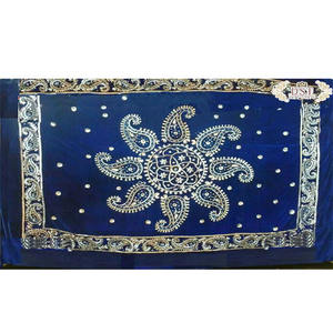 Telón de fondo de terciopelo azul real moderno con impresionantes cortinas de estilo entrecruzado para escenario Mehndi para boda india Mandap telones de fondo - Product Image 1