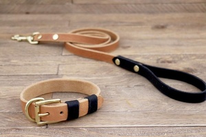 Collar de cuero hecho a mano para perro con latón macizo dorado, Collar de cuero para mascotas, perros etiquetas personalizadas WDS-0054 - Product Image 3