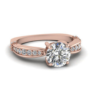 Anillo Solitario de Diamantes Reales de 1.30 TCW, Corte Redondo con Detalles en Oro Rosa |   Anillo de Compromiso Elegante, Joyería Fina, Regalo para Mujer - Product Image 1