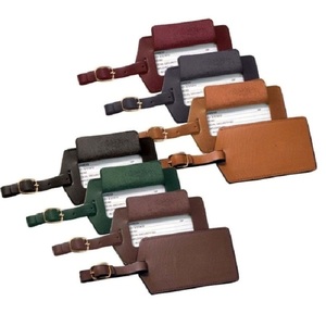 Étiquettes à bagages en cuir Étiquettes de valise personnalisées Porte-bagages avec couverture arrière complète - Product Image 1