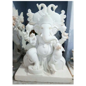 Marbre blanc Ganpati Ji Statue - Product Image 1