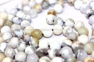 Collar de cuentas de artista indio hecho a mano con ágata dendrítica, cuentas Mala de 8mm, borla anudada para regalos, fiestas, Budismo inspirado - Product Image 4