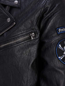 ขายส่งล่าสุดรถจักรยานยนต์ Biker ออกแบบบริสุทธิ์จริงผู้ชายแจ็คเก็ตหนังสีดำ - Product Image 2