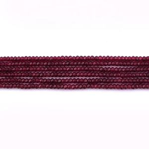 Collier de perles de pierres précieuses rubis teintes naturellement, rondes, facettées, 3,5 mm, pour la fabrication de colliers, 13 pouces de long - Product Image 3