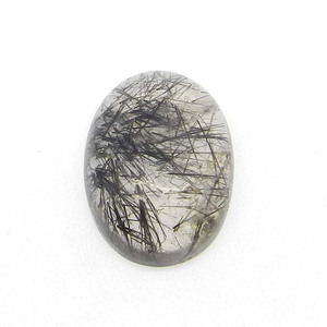 ควอตซ์รูไทล์สีดำธรรมชาติ ขนาด 18x13 มม. ทรงรี แบบคาโบชอง น้ำหนัก 10.90 กะรัต พลอยหลวมสำหรับทำเครื่องประดับ - Product Image 1