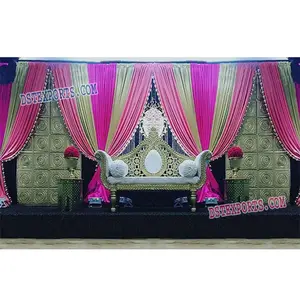 Beste Gold und Pink Kombination Bühnenbild Tür Stil Hintergrund Panels Bühnen empfang Hochzeits bühnen