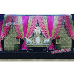 Best Portable <b>Gold</b> and Pink Combination Door Style <b>Backdrop</b> Panels Elegant Stage Set for Wedding Reception or Events - Product Image 1