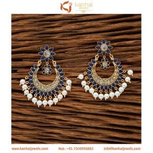 Pendiente chapado en oro, lujoso, azul 8655, venta al por mayor - Product Image 1