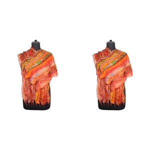 Vintage <b>Silk</b> Sari Multi Color Stole <b>Scarves</b> Indian Sari Patches Reversible <b>Scarf</b> Colorful Striped <b>Scarf</b> Vintage <b>Silk</b> Panel Sari - Product Image 1