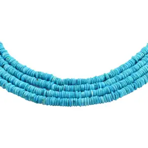 Arizona Turquoise Round Smooth Flat Big Hole Tyre Beads Strand
