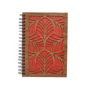 Handmade Vintage New Style Antique Cut Work Design Creative Eco Friendly Wooden Cover Spiral Notebook With Blank <b>White</b> 120 Pages - Product Image 1