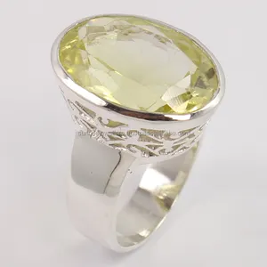 LEMON QUARTZ 925 Sterling Silver Ring, Silver Jewellery 925 With Gemstones, India Style Jewellery