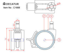 Rueda Industrial de Doble Rodamiento de Alta Resistencia PA6/Nailon con Freno, Grado Hospitalario, Capacidad de Carga de 70 kg - Product Image 6