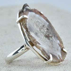 Prong <b>Set</b> Slice Uncut Gemstone 925 <b>Sterling</b> <b>Silver</b> Bohemian Style <b>Ring</b> <b>Silver</b> Plated Fashionable Wedding Party Anniversary Gift - Product Image 3