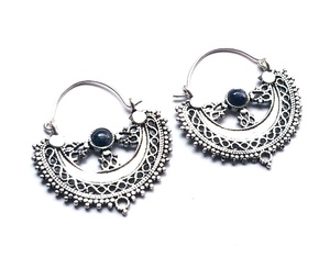 การออกแบบที่สวยงามเงินห่วงต่างหู Lapis ธรรมชาติต่างหูห่วงเผ่าต่างหู - Product Image 1