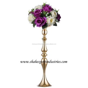 Florero dorado metálico brillante, centro de mesa, plomo de carretera para decoración de fiesta de boda, centro de mesa, florero de suelo - Product Image 2