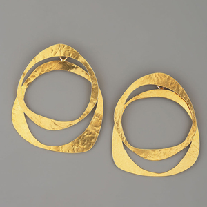 Antique Gold Plated <b>Long</b> Statement Stud <b>Earrings</b> for Women and Girls Made of Alloy Jewelry for Anniversaries - Product Image 1