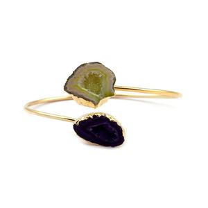 Bracelet en pierre précieuse de druzy en géode naturelle, plaqué or, réglable, vente en gros, bijoux de déclaration faits à la main - Product Image 1