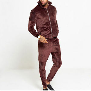 Chándal de terciopelo para hombre, chándal personalizado de velvetón, de algodón, ajustado, Polar, para correr, deportes, trotar, con cremallera, conjunto para hombre - Product Image 3