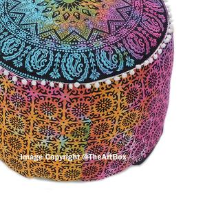 หมอนผ้าฝ้ายอินเดียทรงกลมมันดาลาเก้าอี้ขนาดเล็กเก้าอี้ทำด้วยมือและออตโตมันสำหรับห้องนั่งเล่นเฟอร์นิเจอร์ตกแต่งบ้าน - Product Image 3