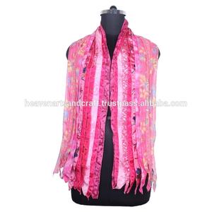 <b>Vintage</b> Silk Sari Recycled <b>Scarf</b> 10x70 Patchwork Stole Women Accessories Multi Color SC047 <b>Vintage</b> Silk Sari Patchwork <b>Scarf</b> - Product Image 2