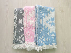 PEST-KLM-PNK double couche Kilim impression Hammam serviette taille adulte couleur rose coton matériel Dobby Style turc fait bain plage utilisation - Product Image 2