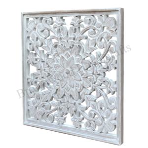 Panneau mural décoratif de forme carrée en MDF sculpté à la main Décoration murale élégante Panneaux en bois du fabricant et exportateur indien - Product Image 2