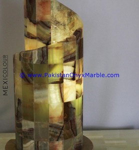 Lampe en forme de cylindre, pierre naturelle multicolore, 1 pièce - Product Image 3