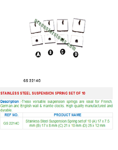GS 2214O Jeu de 10 ressorts de suspension en acier inoxydable Outils et équipement de bijouterie pour bijoutiers - Product Image 2