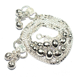 Bracelet de cheville en argent massif 925 en forme de chaîne à la mode, bijoux en argent et pierres précieuses - Product Image 1