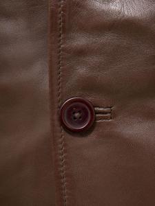 Chaqueta Reefer de cuero marrón para hombre, hecha a medida - Product Image 4