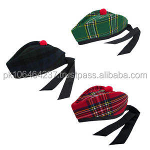 2025 nouvelle usine écossais Glengarry Logo chapeaux 100% pure laine dés rouge et blanc Glengarry chapeau - Product Image 5