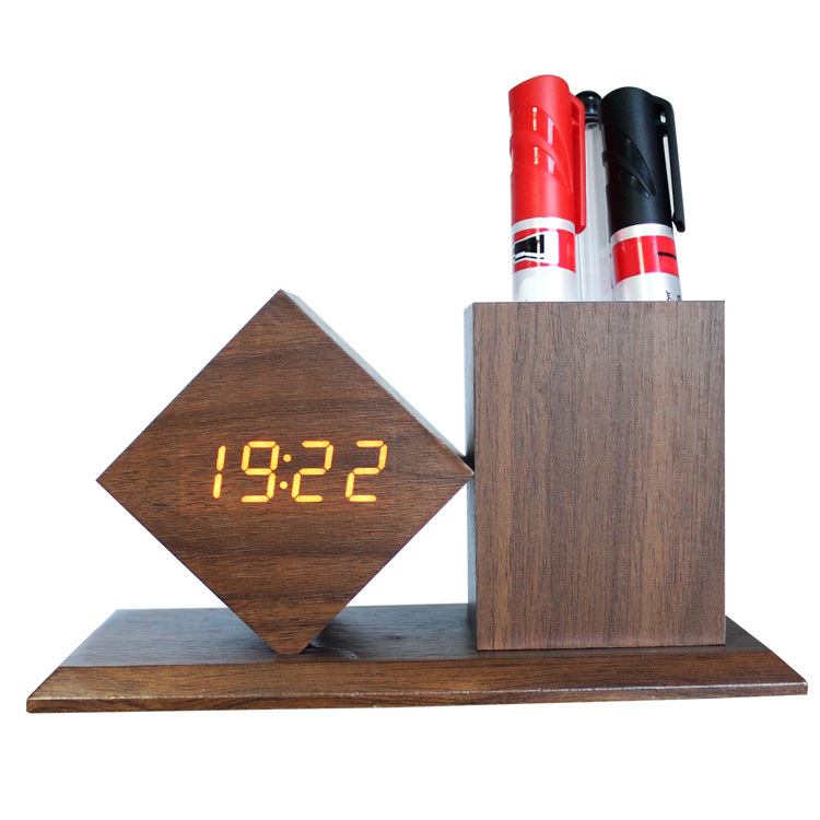 Fashion environmental office virtual novelty LED clock with penholder