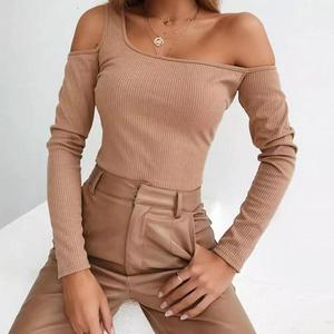 Haut court décontracté pour femmes T-shirt à manches longues tricoté à col rond 100% coton couleur personnalisée Bangladesh - Product Image 3