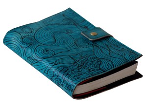 Diario de cuero genuino azul con estampado de noche estrellada de Van Gogh libro de hechizos de sombra A5 página en blanco cuaderno o diario con cierre a presión - Product Image 4