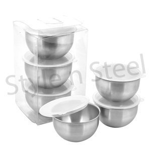 ชุดชาม3ชิ้นพร้อมฝาปิดพลาสติก,ชุดอุปกรณ์อาหารเย็นถ้วยแก้วใส่ไมโครเวฟได้อย่างปลอดภัยชามผสมสแตนเลส - Product Image 1