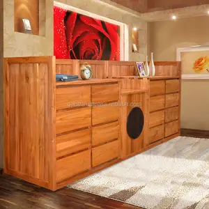 Cabinet Minimalist Natural Stain Colour Solid Teak Wood Furniture, Minimalist Cabinet Bedroom Large Handmade