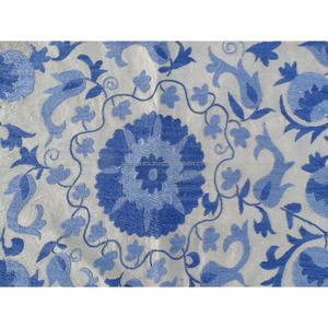 Twin — mural brodé à la main en coton bleu, bleu, 3 pièces, suspension murale - Product Image 5