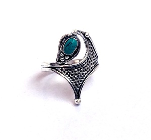 Bague en pierre argent Turquoise et cristal, joli anneau en forme de fantaisie, à la mode - Product Image 4