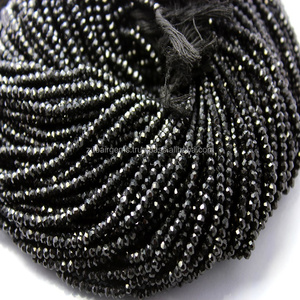 Cuentas facetadas de espinela negra natural forma redonda 13 pulgadas - Product Image 2
