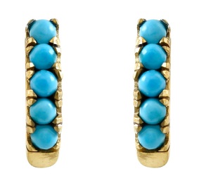 Atractivos pendientes de lujo chapados en oro, plata de ley 925 con piedra preciosa turquesa, pendientes de media aro para regalo de boda o fiesta. - Product Image 2