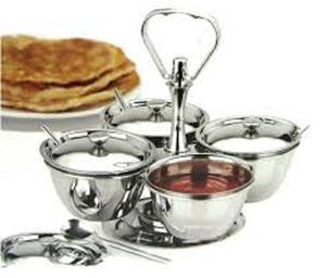 En Acier fait à la main Bol En Cuivre Compartiment Condiment Cornichon Ensemble pour Plat de Service - Product Image 1