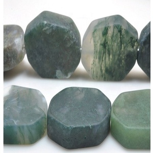 High Quality Moss Agate Nugget Faceted Drilled Faceted Gemstone Full Strand Natural Stone <b>Crystal</b> <b>Healing</b> <b>Necklace</b> Wholesaler - Product Image 1