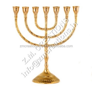 Menorah เชิงเทียนโลหะไร้เปลวไฟ7สาขาสำหรับคริสต์มาสและอีสเตอร์ - Product Image 1