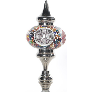 Lampe de table à économie d'énergie en mosaïque turque au nickel avec certification CE en fer et verre No 3 Globe - Product Image 3