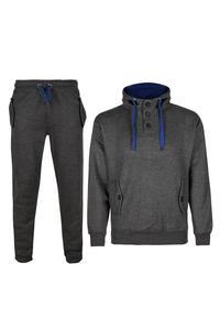 Conjunto Deportivo de Dos Piezas de Forro Polar para Hombre, Invierno, con Logotipo Personalizado, Talla Grande, con Cremallera, Resistente al Viento, Negro - Product Image 3