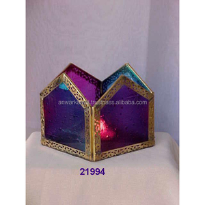 Exclusive Handmade Eco-Friendly Brass & Glass Rectangle Shape Christmas <b>Tealight</b> Votive <b>Holder</b> for Home Decoration - Product Image 1